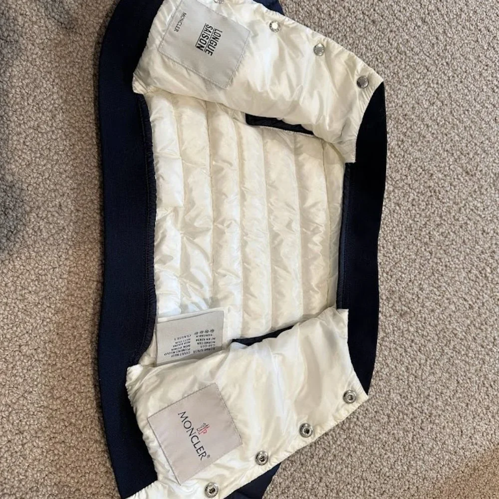 Moncler Kids Two-Tone White and Navy Puffer Jacket